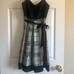 BCBG Silk dress with plaid skirt